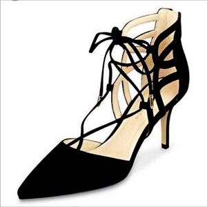 Marc Fisher Black Truthe Lace-Up Strappy Heel Pump